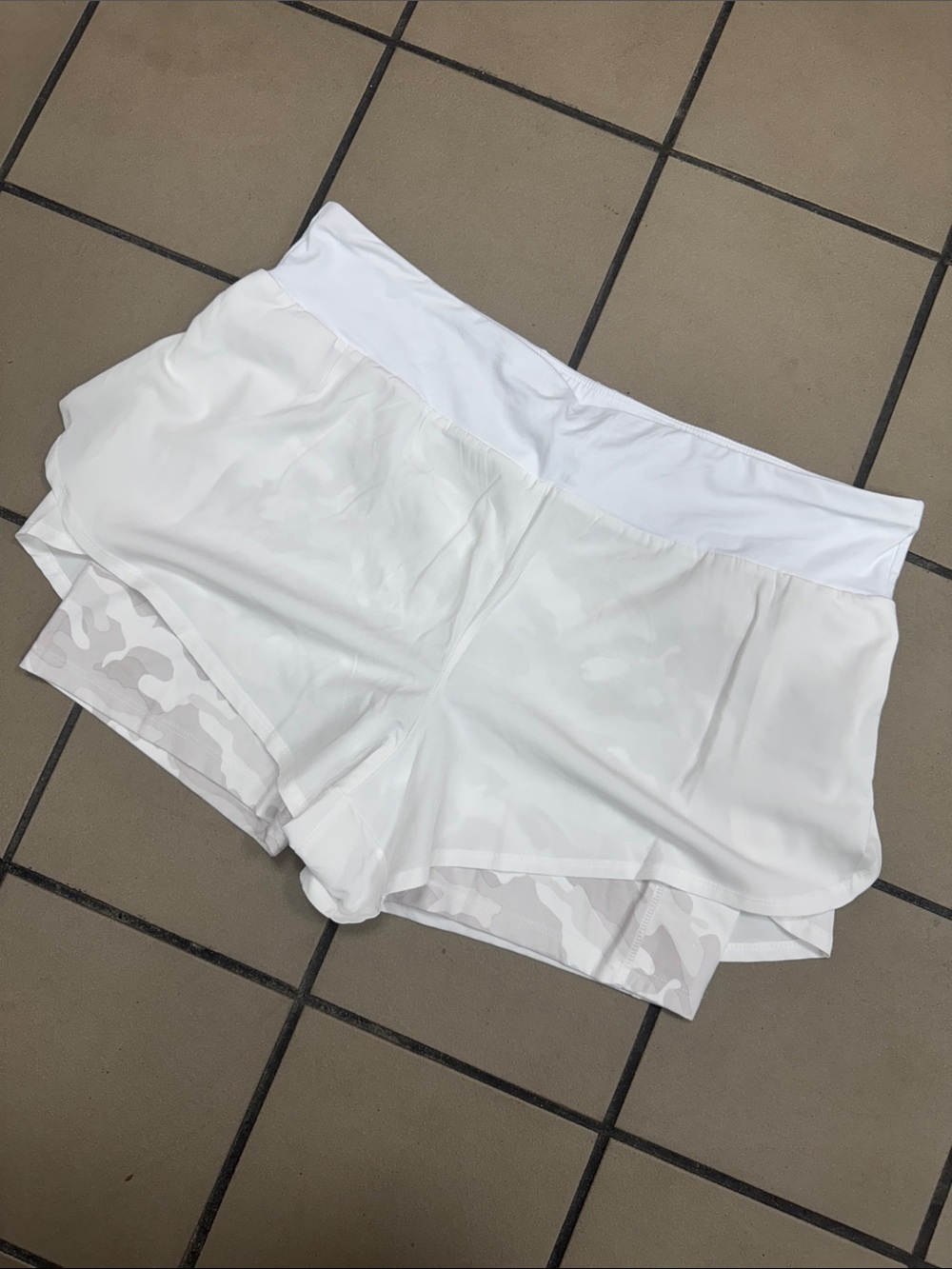 RBX White Athletic Layered Running Shorts